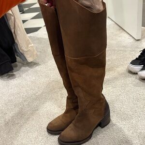 Freebird Brown Leather Knee-High Boots